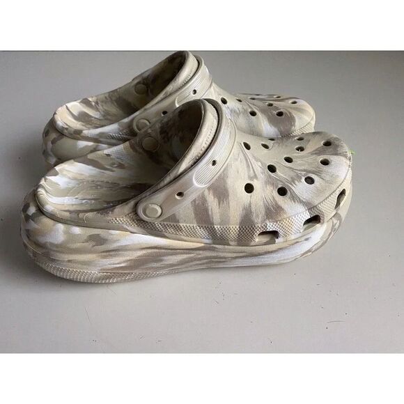 CROCS Classic CRUSH MARBLED Platform CLOG 208265-2Y3 Bone Men’s Sz 13 NEW - Picture 4 of 11
